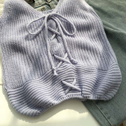 Casual Solid Cross Tie Bow Cami's-Soco Hoodie