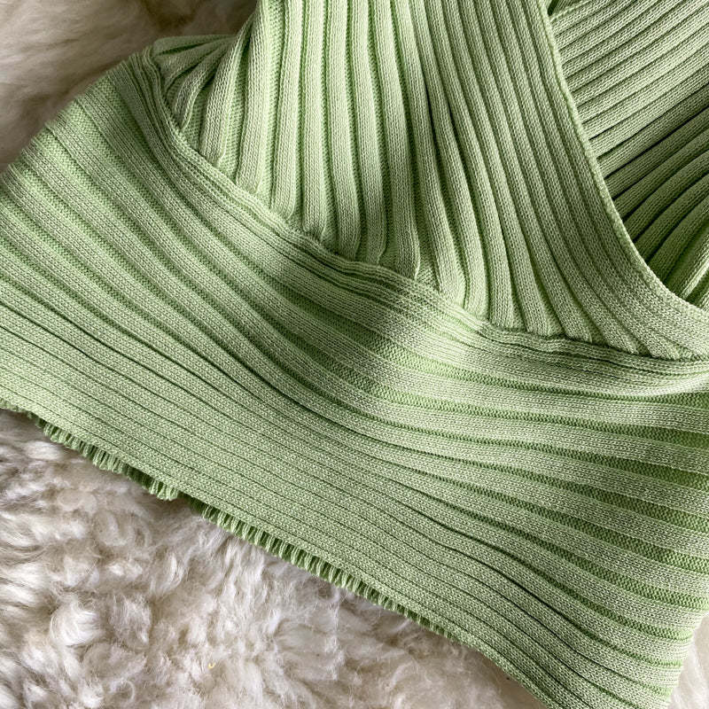 Retro Knitted Vest V-Neck Solid Camisole-Soco Hoodie