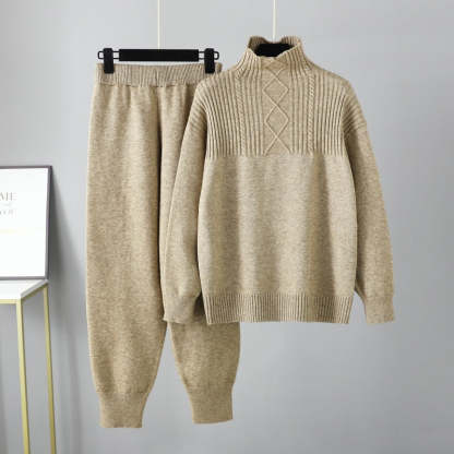Oversized Two-Piece Knitted Thick Set-Soco Hoodie