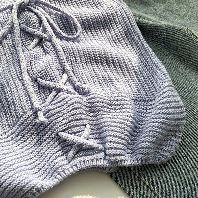 Casual Solid Cross Tie Bow Cami's-Soco Hoodie