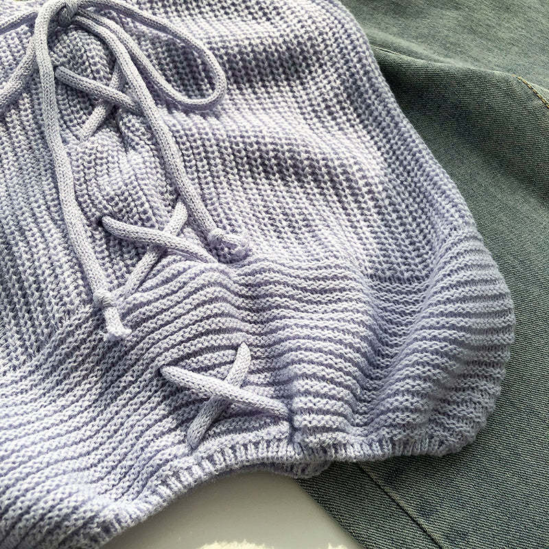 Casual Solid Cross Tie Bow Cami's-Soco Hoodie