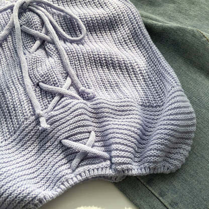 Casual Solid Cross Tie Bow Cami's-Soco Hoodie