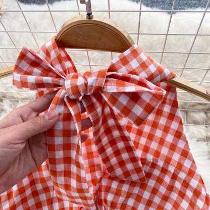 Women Halter Neck Plaid Design Skirt Set-Soco Hoodie