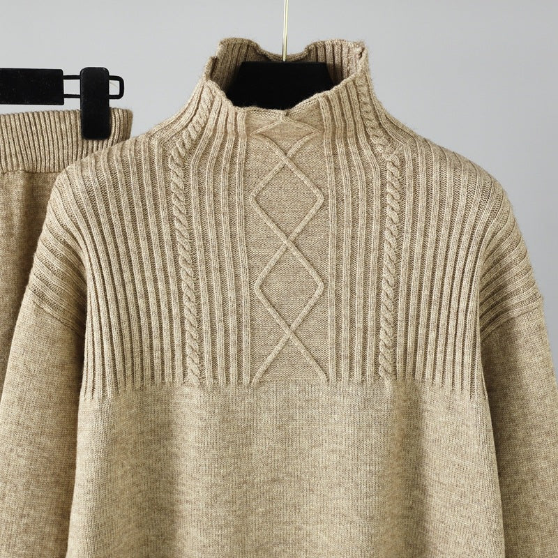 Oversized Two-Piece Knitted Thick Set-Soco Hoodie