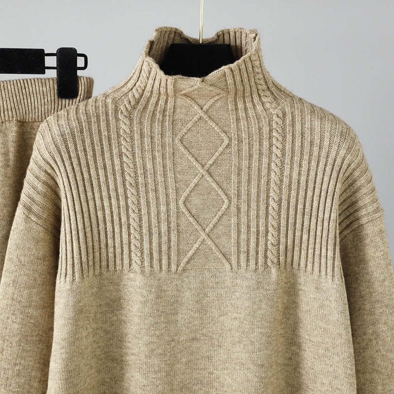 Oversized Two-Piece Knitted Thick Set-Soco Hoodie