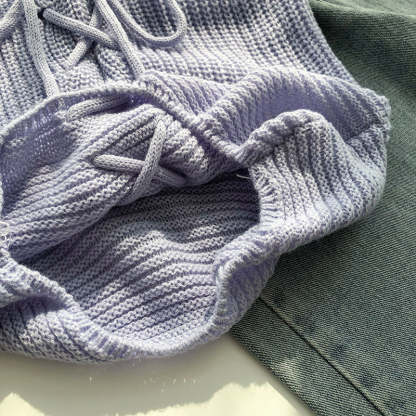 Casual Solid Cross Tie Bow Cami's-Soco Hoodie