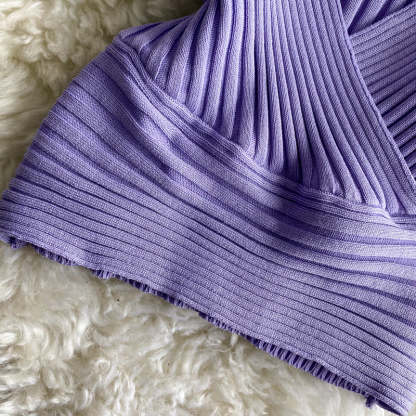 Retro Knitted Vest V-Neck Solid Camisole-Soco Hoodie