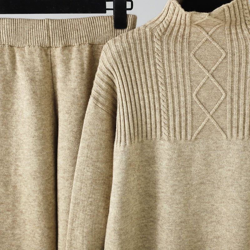 Oversized Two-Piece Knitted Thick Set-Soco Hoodie