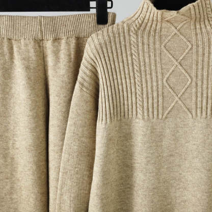 Oversized Two-Piece Knitted Thick Set-Soco Hoodie