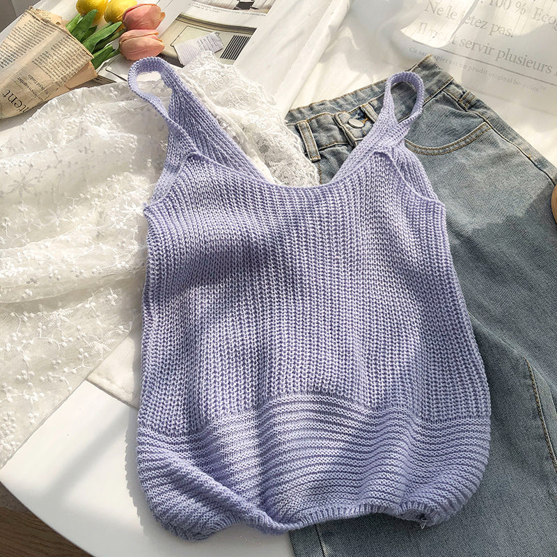 Casual Solid Cross Tie Bow Cami's-Soco Hoodie