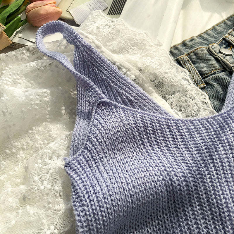 Casual Solid Cross Tie Bow Cami's-Soco Hoodie