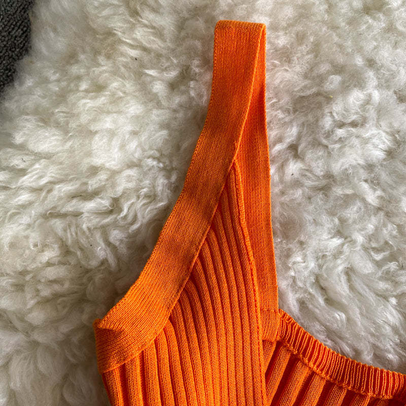 Retro Knitted Vest V-Neck Solid Camisole-Soco Hoodie