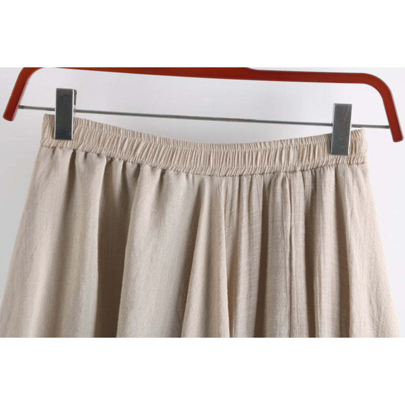 Solid Linen Fishtail Skirt For Women-Soco Hoodie