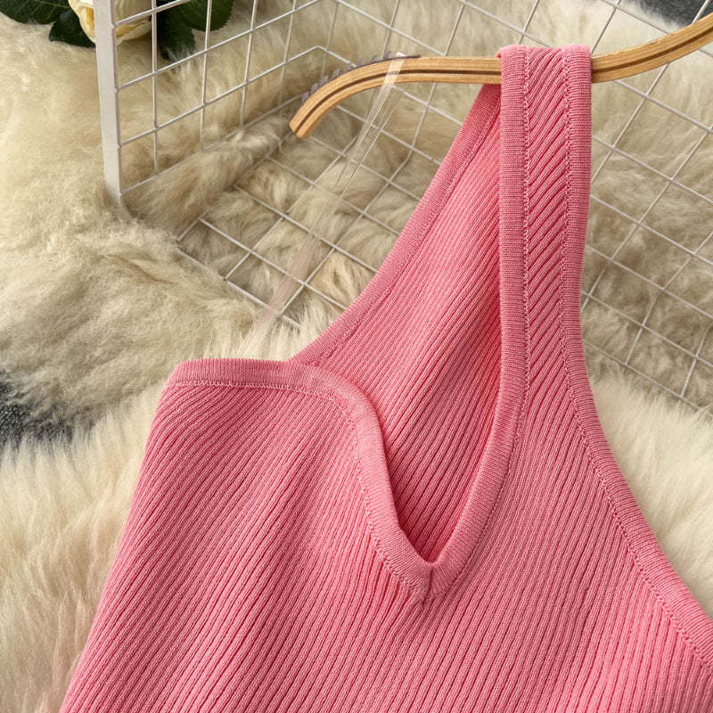 2 Pieces Retro Suspender Knitted Skirt Set-Soco Hoodie