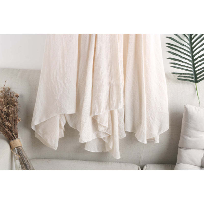 Solid Linen Fishtail Skirt For Women-Soco Hoodie