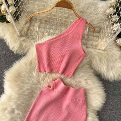 2 Pieces Retro Suspender Knitted Skirt Set-Soco Hoodie