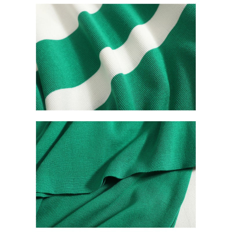 Turtleneck Striped Knit Pants Suit For Women-Soco Hoodie