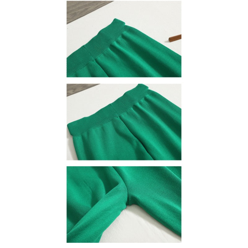 Turtleneck Striped Knit Pants Suit For Women-Soco Hoodie