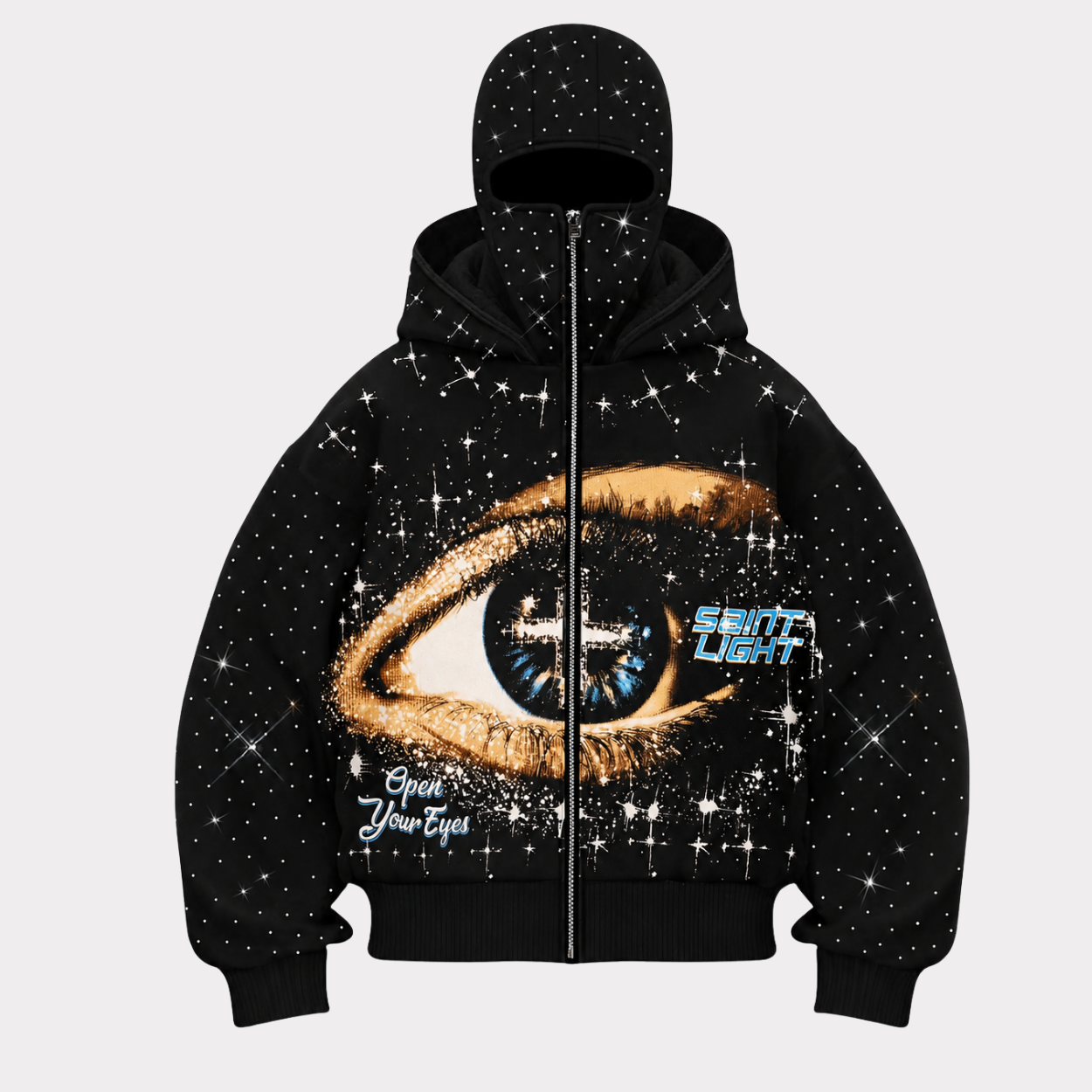 Street Style Rhinestone Decor Hoodie With Two Hat For Men