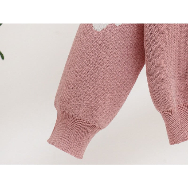 Casual Flower Printed Knitted Two-Piece Set For Women-Soco Hoodie