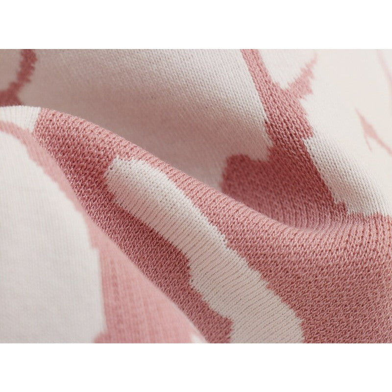 Casual Flower Printed Knitted Two-Piece Set For Women-Soco Hoodie