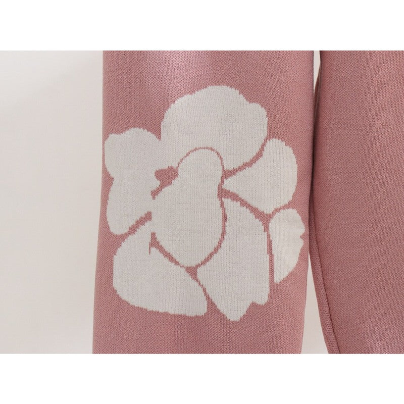 Casual Flower Printed Knitted Two-Piece Set For Women-Soco Hoodie