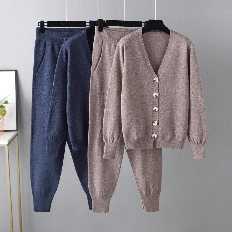 Women 2 Piece Pants Sets Cardigans Tops-Soco Hoodie