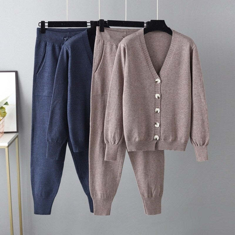 Women 2 Piece Pants Sets Cardigans Tops-Soco Hoodie