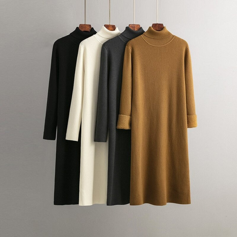 One-Piece Velvet Long Knit Sweater Dress For Women-Soco Hoodie