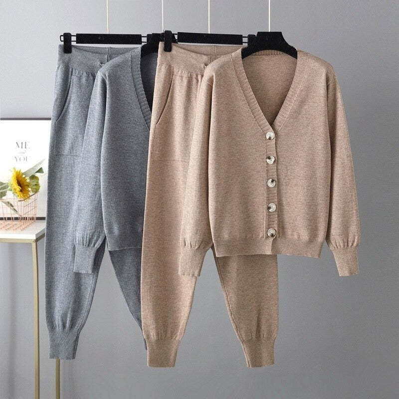 Women 2 Piece Pants Sets Cardigans Tops-Soco Hoodie