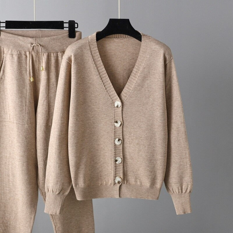 Women 2 Piece Pants Sets Cardigans Tops-Soco Hoodie