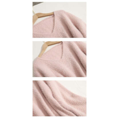Warm V-Neck Long Bottomed Knitted Sweater Dress For Women-Soco Hoodie