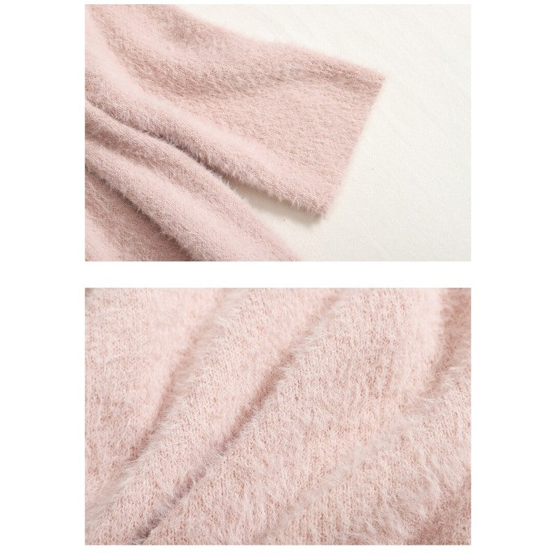 Warm V-Neck Long Bottomed Knitted Sweater Dress For Women-Soco Hoodie