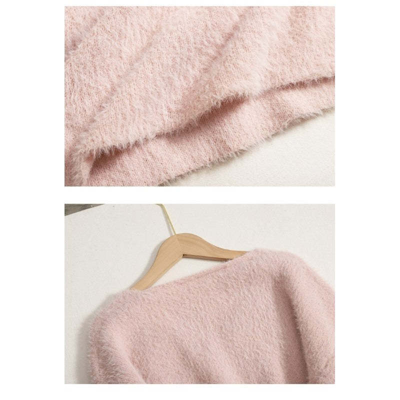 Warm V-Neck Long Bottomed Knitted Sweater Dress For Women-Soco Hoodie