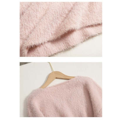 Warm V-Neck Long Bottomed Knitted Sweater Dress For Women-Soco Hoodie