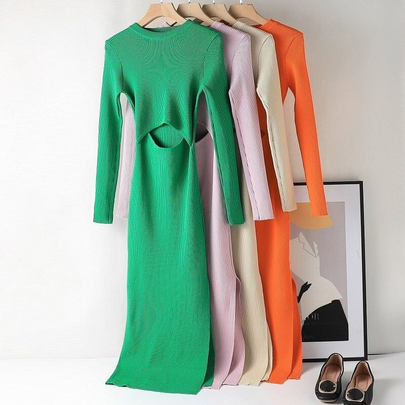 Elegant Hollow Out Knitted Dress For Women-Soco Hoodie