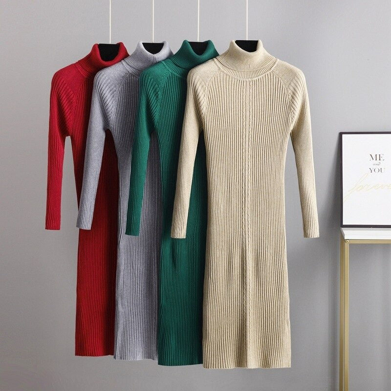 Elegant Slim Knitted Sweater Dress For Women-Soco Hoodie