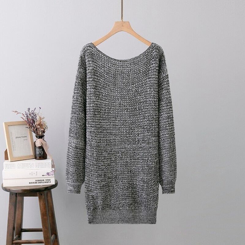 Casual Gradient Knitted Sweater Dress-Soco Hoodie