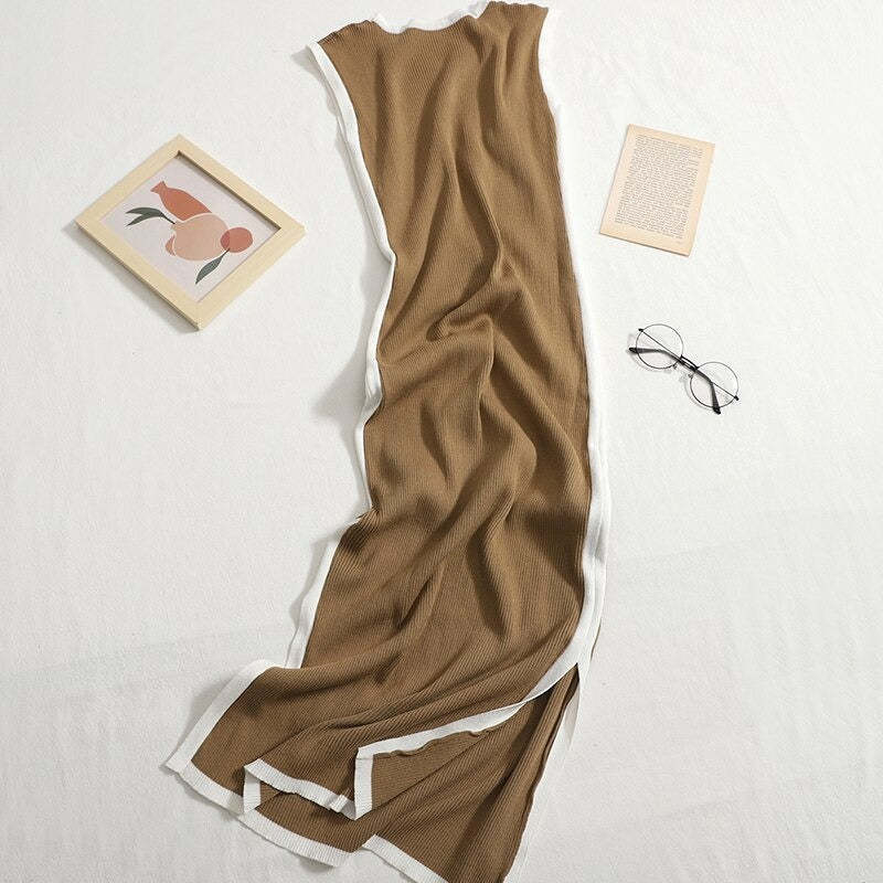 Korean Knitted O Neck Dress For Women-Soco Hoodie