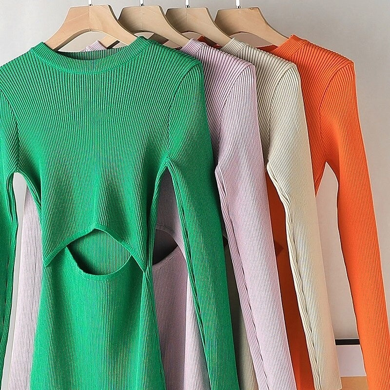 Elegant Hollow Out Knitted Dress For Women-Soco Hoodie