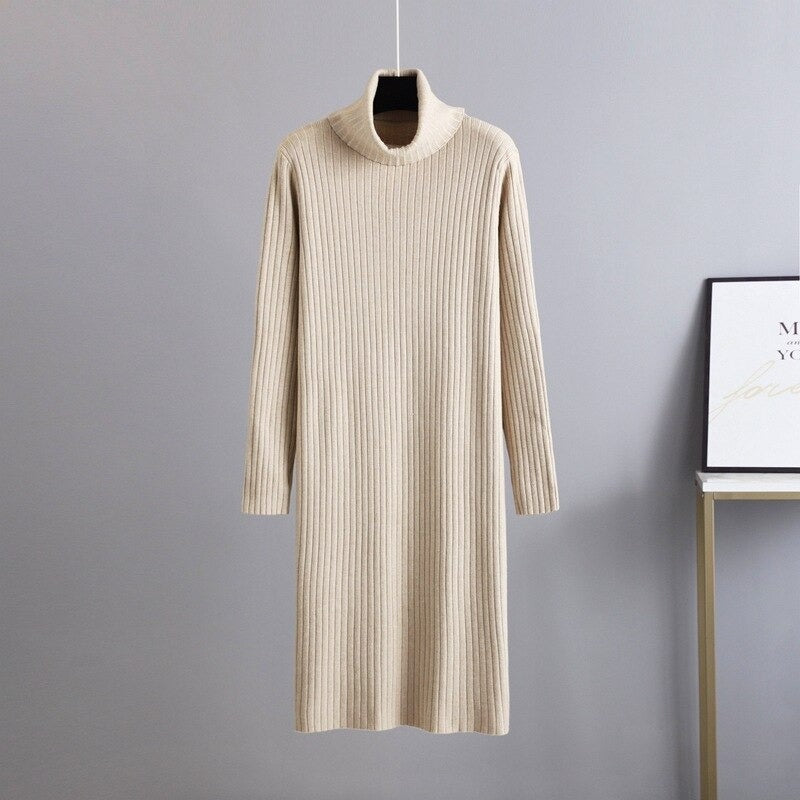 Warm Soft Thick Turtleneck Sweater Dress For Women-Soco Hoodie