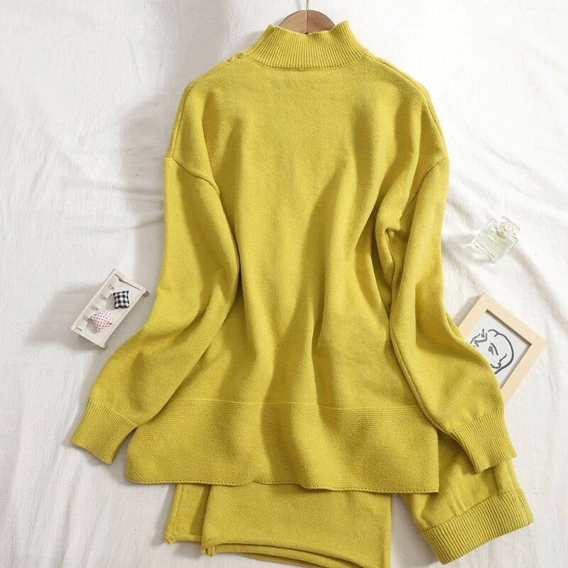 Oversize Loose Drop Sleeve Cashmere Sweater Tracksuits-Soco Hoodie