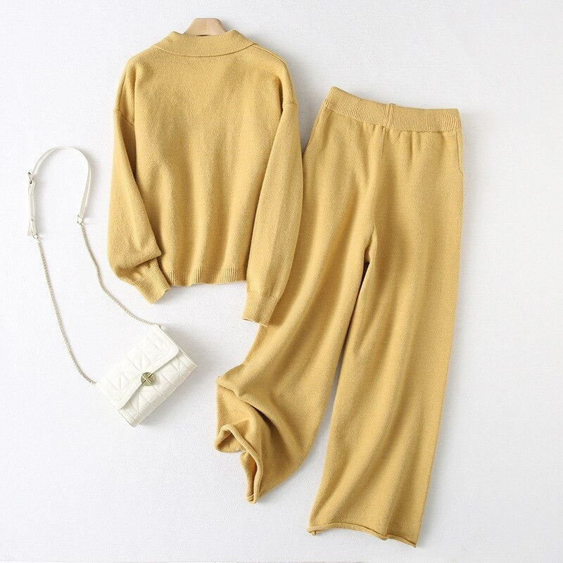 Casual Loose Warm Knitted Two Piece Women Sets-Soco Hoodie