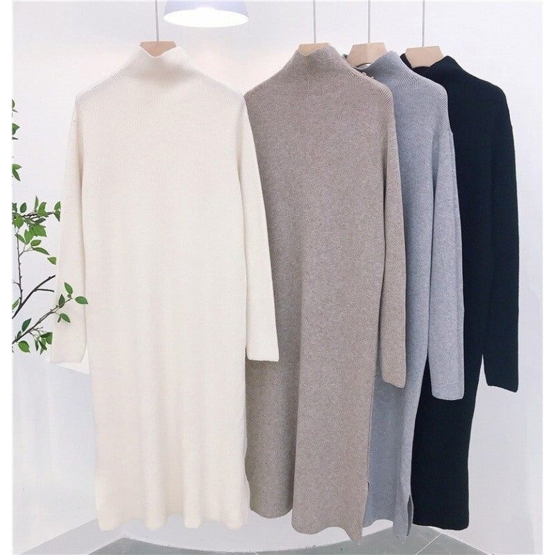 Simple Loose Lazy Turtleneck Sweater Dress-Soco Hoodie