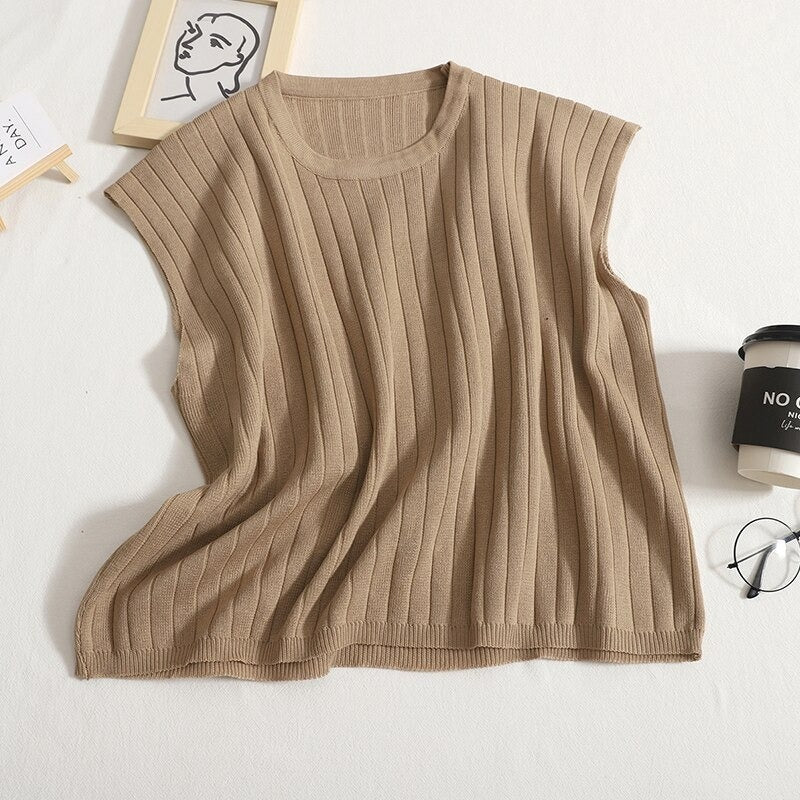 Casual Solid Color Sleeveless Vest And High Waist Leg Pants Set-Soco Hoodie