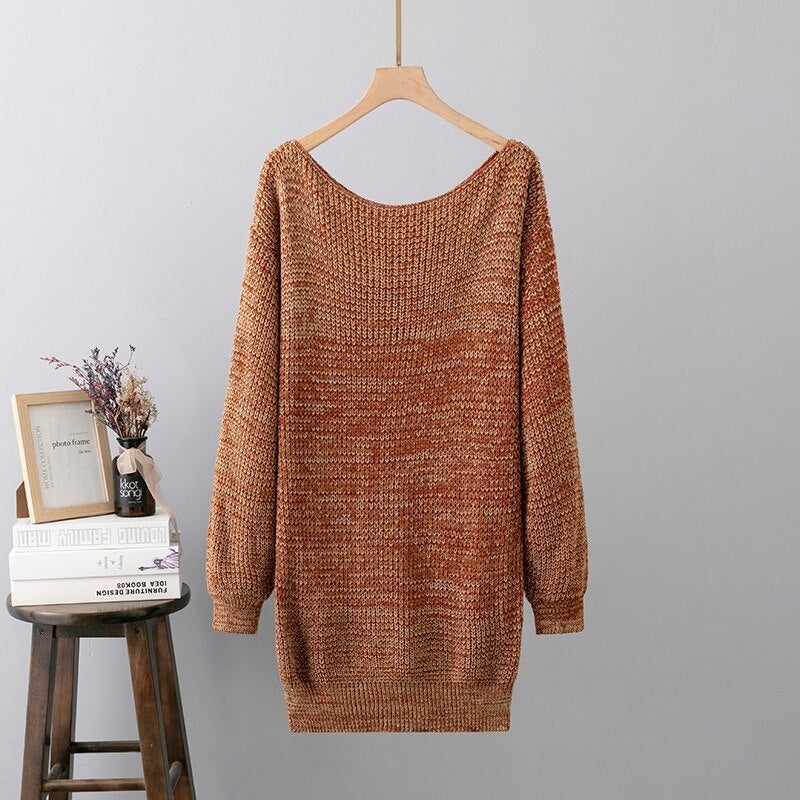 Casual Gradient Knitted Sweater Dress-Soco Hoodie