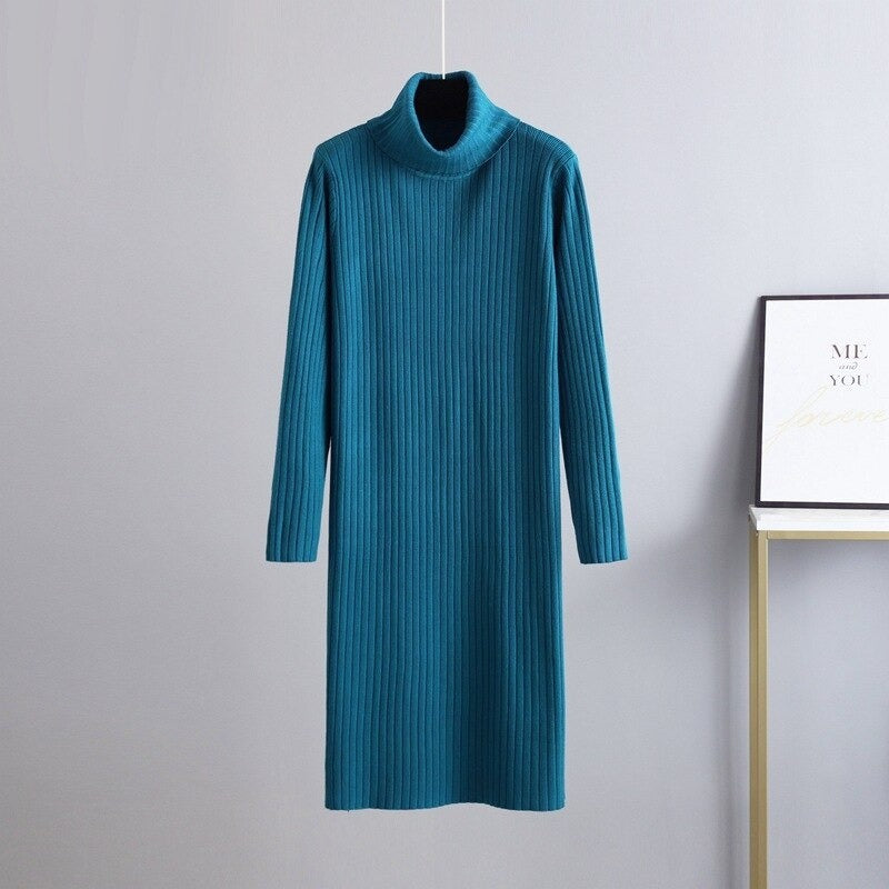 Warm Soft Thick Turtleneck Sweater Dress For Women-Soco Hoodie