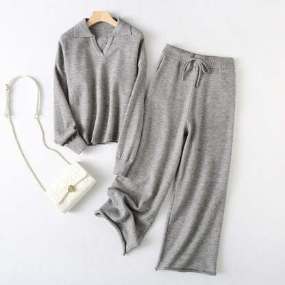 Casual Loose Warm Knitted Two Piece Women Sets-Soco Hoodie