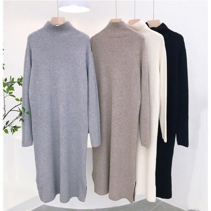 Simple Loose Lazy Turtleneck Sweater Dress-Soco Hoodie