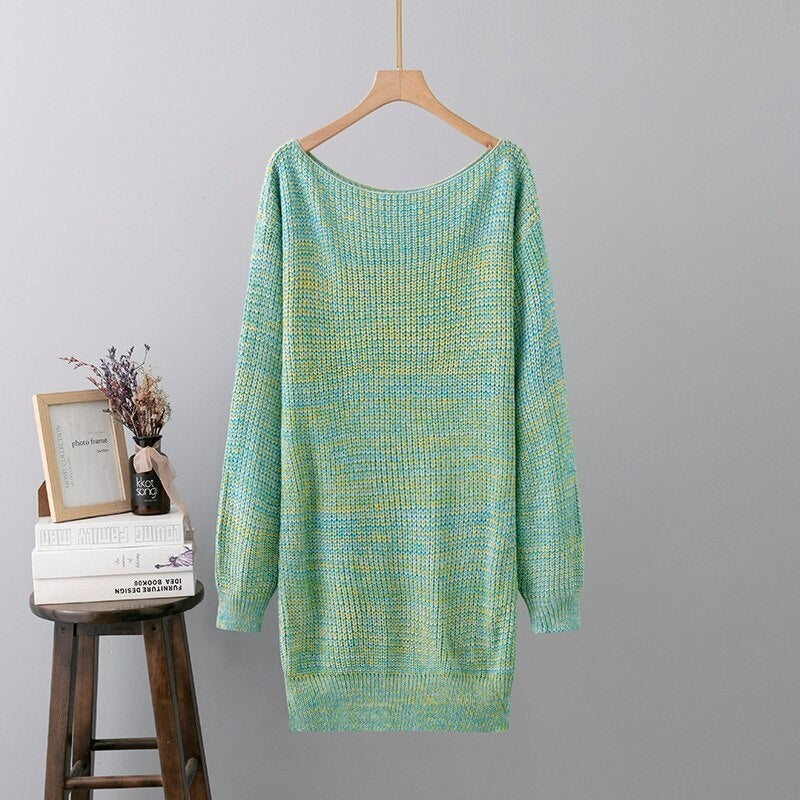 Casual Gradient Knitted Sweater Dress-Soco Hoodie